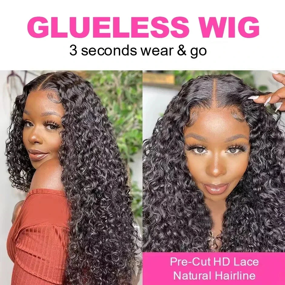 Wear And Go Water Wave Bob Lace Perücke für Frauen gelockt 6x4 Glueless Echthaar Perücke 4x4 Ready To Go Echthaar Perücken Pre-Cut Lace Perücke