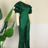 Jumpsuits Women One Piece Party Slim Fit Sexy Oblique Shoulder Wide Leg Long Pants Overalls Elegant Splice Rompers Evening