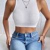 Women's Solid Ribbed Crop Tank Top Casual Sleeveless Basic Summer Top Comfortable Fit Fashionable Trendy