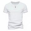 Mens Short Sleeve Henley Shirts Casual Cotton Slim Fit Basic Summer V Neck T-Shirt