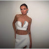 Sexy Rhinestone Mini Skirt Sets Women Strapless V-neck Backless Tube Vest Tops Hip Package Skirts 2025 Summer 2 Pieces Outfits