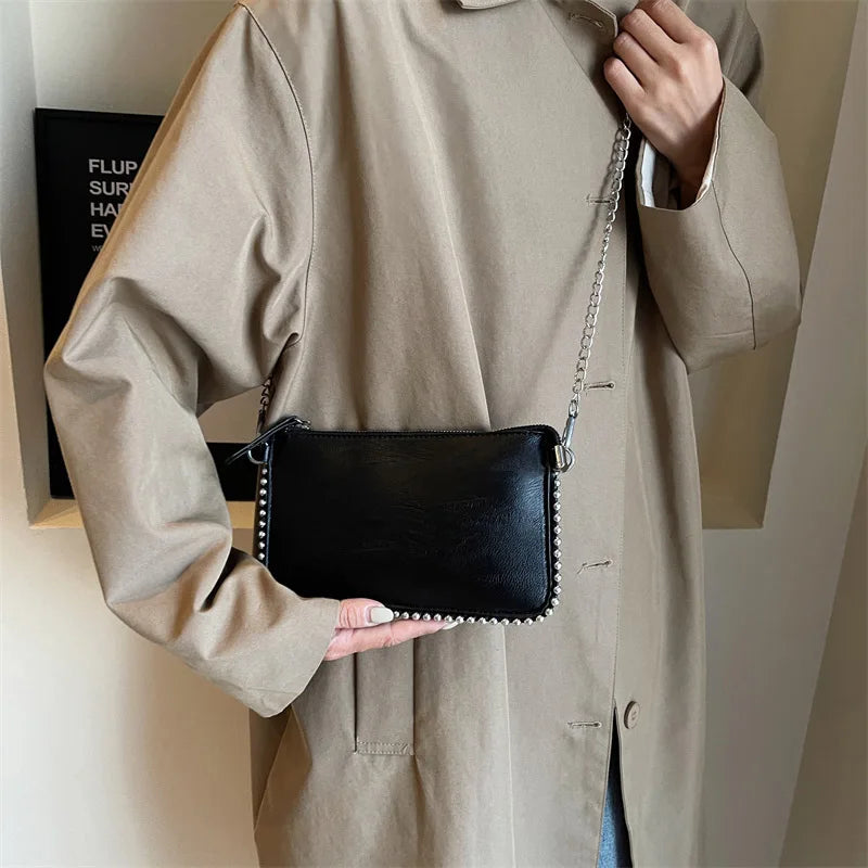 Einfarbige Design-Umhängetaschen für Damen, Mode-Ketten-Handytaschen, Mode-Schulter-Kuriertasche, Sac A Main weiblich