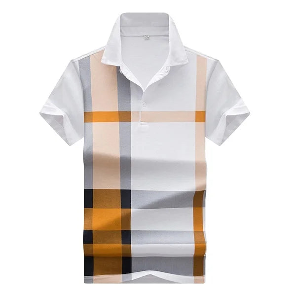 Men's Fashion Business Casual Stripe Polo Comfortable Top British Style