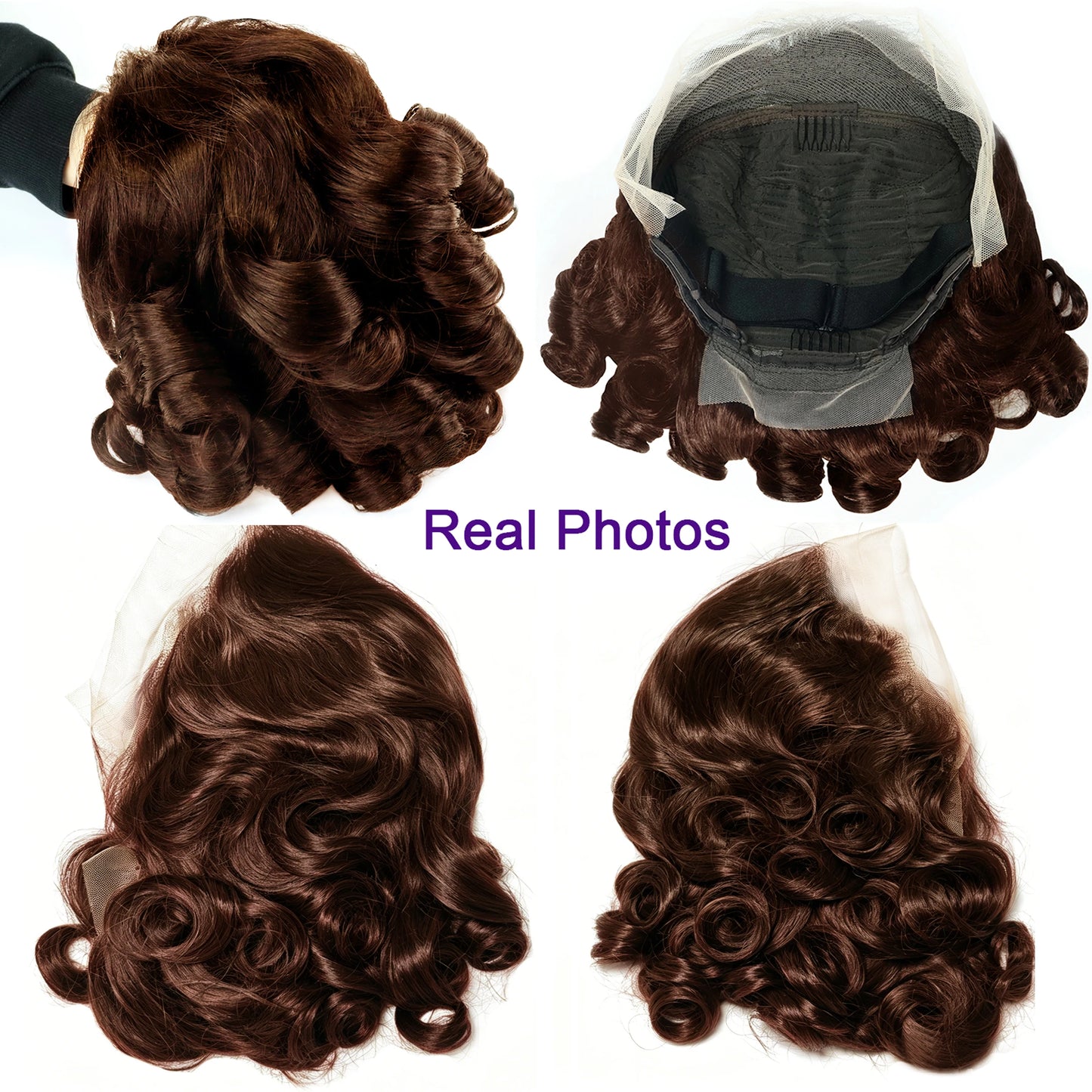 Body Wave 250% Density Chocolate Brown Short Bob Wig 13x4 Lace Front Wig 100% Human Hair Lace Wigs Loose Wave Bob Wigs For Women