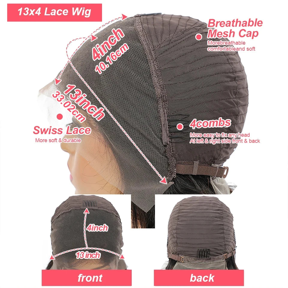 13x4 Lace Front Wig Bob Echthaar Braun Glatt 180% Dichte HD Transparent Lace Frontal Perücken Bob Haar Lace Front Perücke