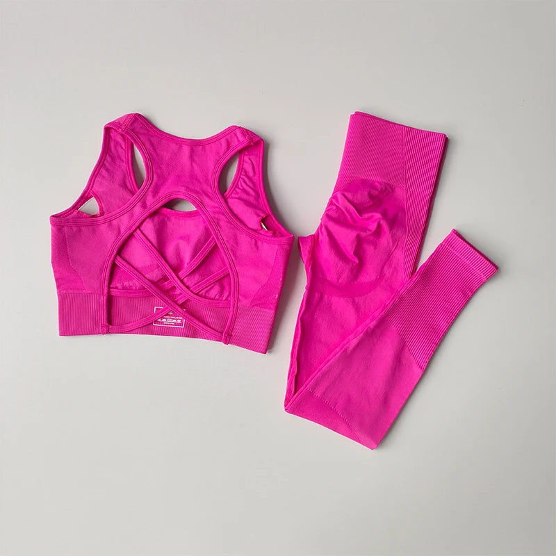 2er-Set Sport-BH für Damen, professionelles Fitness-Tanktop, stoßfester Lauf-Leggings-Yoga-Anzug, schöner Rücken-BH-Bekleidung