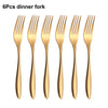 6/16/20/24Pcs Gold Tableware Stainless Steel 304 Cutlery Set Western Dinner Set Mirror Knife Fork Spoon Smooth Handle Flatware