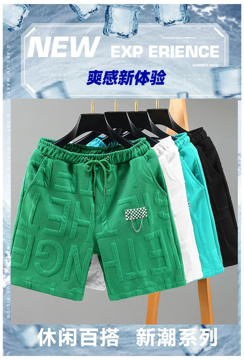 Neue Mode gestrickte Shorts Herren Bequemer elastischer Bund Kleidung Männliche atmungsaktive kurze Hosen Übergröße