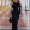 Hugcitar Fashion Solid O Neck Sleeveless Patchwork Sexy Bodycon Maxi Prom Dress Summer Women Clothes Party Festival Club Y2K