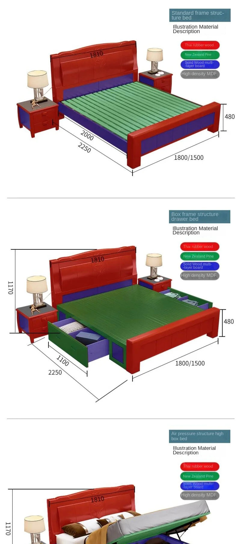 Europäisches Luxus-Schlafzimmer-Set, weich, modern, High-End-Aufbewahrung, Queen-Size-Schlafzimmer-Set, Holz, cool, Apartment, Möbel für Schlafzimmer