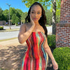 Spring/Summer Women's Colorful Tie Dye Print Off Shoulder Wrapped Chest Dress