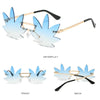 Novel Rimless Maple Leaf Shape Metal Sunglasses for Women Party Decorative Sun Glasses Men Unique Street Catwalk Prom Eyewear