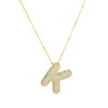 Cubic Zirconia Gold Plated  Bubble Alphabet Letter Necklace Monogram Necklace Balloon Initial Necklace Gifts for Women Girls