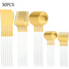 30Pcs Black Gold Dinnerware Set Stainless Steel Dinner Knife Fruit Fork Spoon Cutlery Set Kitchen Tableware Silverware Sets
