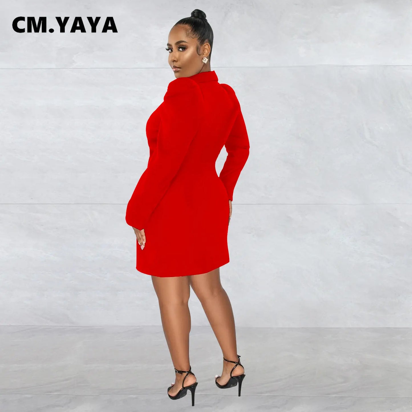 CM.YAYA Elegant Women  Blazer  Women 2022 Autumn Winter Streetwear Robe Femme Blazer Style Bodycon Midi Dress Female Clothing