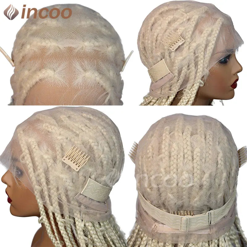 36 Zoll Synthetische Spitze Geflochtene Perücken Schmetterlingszöpfe Spitzenperücke für schwarze Frauen Zopfperücken im Ausverkauf Box Braids Spitzenperücke