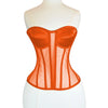 Women Mesh Corset Bustier With Cups Overbust Tight Shaping Tops Strapless Transparent Bodice Slimm Waist Wedding Lace Up Boned
