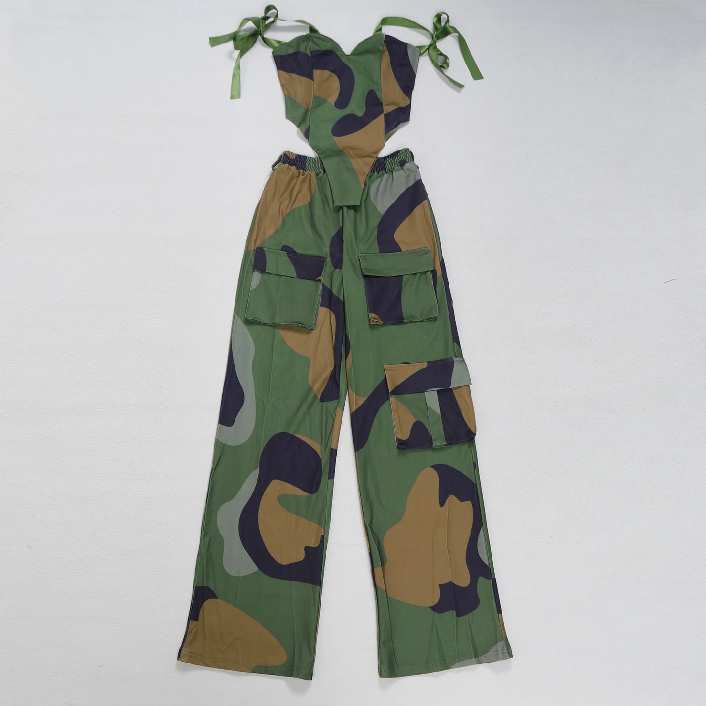 Two Pieces Women Pant Sets Print Matching Set Drawstring Pockets Sleeveless Top Elastic Waist Pants Slim Fit Casual 2026 Spring