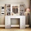Makeup Vanity Set with Mirror and Light, Storage Drawer, Chair and Shelf, Adjustable Brightness Makeup Vanity with Light