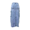 Mid Length Skirts Women Denim Skirt Hole Pockets A Line Slit Slim Y2k Streetwear Elegant Splice Y2k High Waist Summer 2025