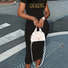 Ladies' summer GUEESS Los Angeles letter pattern printed round neck short sleeved casual slim fit sexy fashion dress