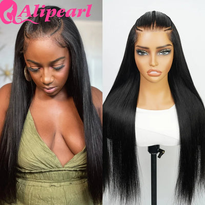 Alipearl Hair Pre Styled Echthaar 3-teilig vorgeflochtene 13x4 Lace Front Perücke mit vorgeschnittener Spitze, vorgebleichten Spitzenknoten, sofort einsatzbereit