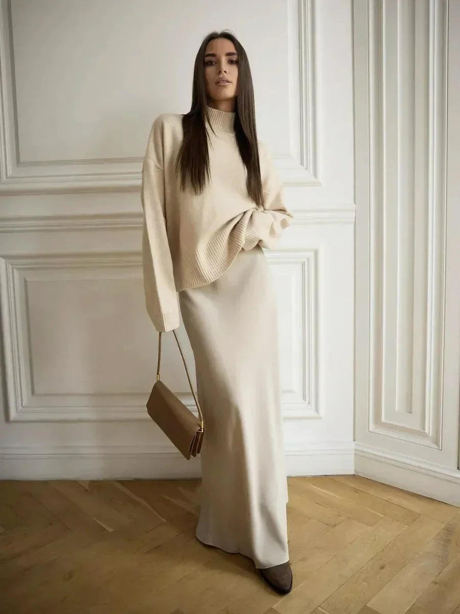 Wolfeel Freizeit Satin Damenrock Frühling Sommer Mode Locker Hoher Bund Maxi Röcke Elegant Einfacher Satin-Fischschwanzrock