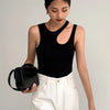 Casual white cut t shirt women round neck sleeveless korean slim t shirts women clothing 2023 summer fashion