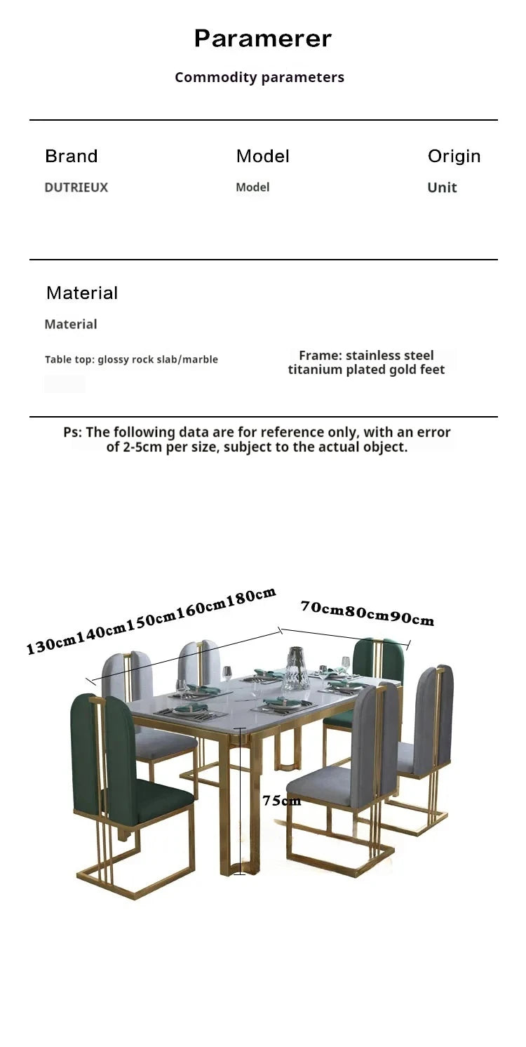 Einzigartige Luxus-Esstischstühle mit modernen Metallbeinen, rechteckiger Esstisch im platzsparenden nordischen Design, Mesa De Comedor Möbel