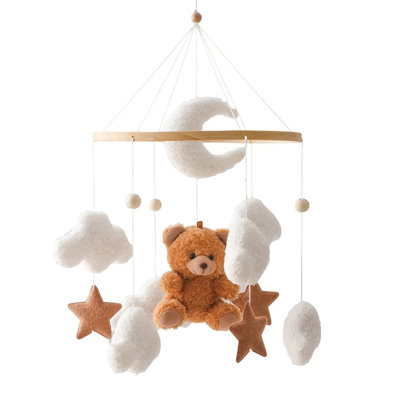 Baby-Kinderbett-Mobile-Rassel-Spielzeug 0-12 Monate Säugling Weicher Filz Teddy Samt Rosa Bär Bettglocke Hängendes Spielzeug Halterung Babybett Mädchen Spielzeug