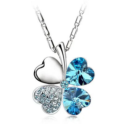 TRPOPSYN Crystal 4 Four Leaf Leaves Clover Pendant Necklaces Lover Birthday Gift Quality Fashion Jewelry Dropshipping Charm Girl