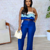 CM.YAYA Fashion Party Women's Set Patchwork Cascading Ruffles Strap Crop Top and Wide Leg Suit 2025 Chic Two 2 Piece Sets Outfit