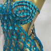 Sexy Sparkly Sequin Diamond Mesh Transparent Two Piece Set Women Celebrate Evening Party Birthday Dress Stage Photo Shoot Wear