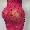 Luxury Rhinestones Sexy Mesh See Through Bodycon Dress Women Birthday Evening Cocktail party Gown Red Carpet Club Stage Outfit