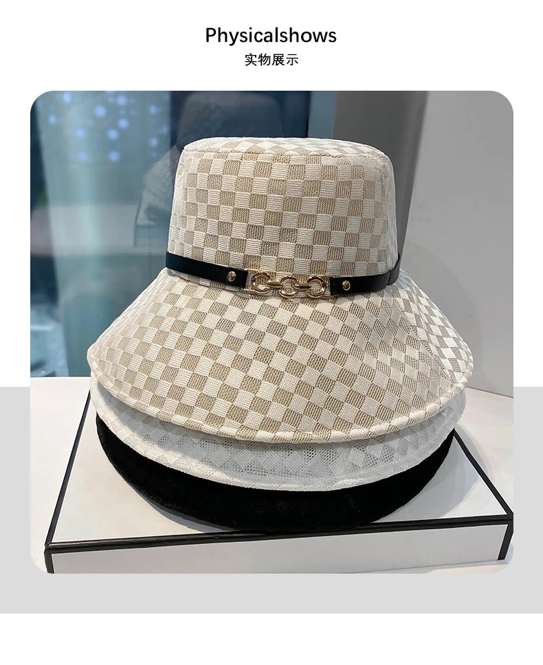 Light Luxury Fashion Pot Hat Summer Simple and Versatile Thin Breathable Fisherman Cap Spring and Autumn Outdoor Outing Sun Hats