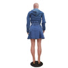 Two Piece Sets Women Denim Skirt Hooded Zipper Tops Short Dress Sets Skirts A Line High Waist Y2k Streetwear Elegant Slim Fit