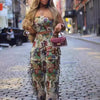 CM.YAYA Fashion Print Women's Set Strapless Top and Wide Leg tassel Pants Summer Cargo Street Two 2 Piece Set Outfit Tracksuit