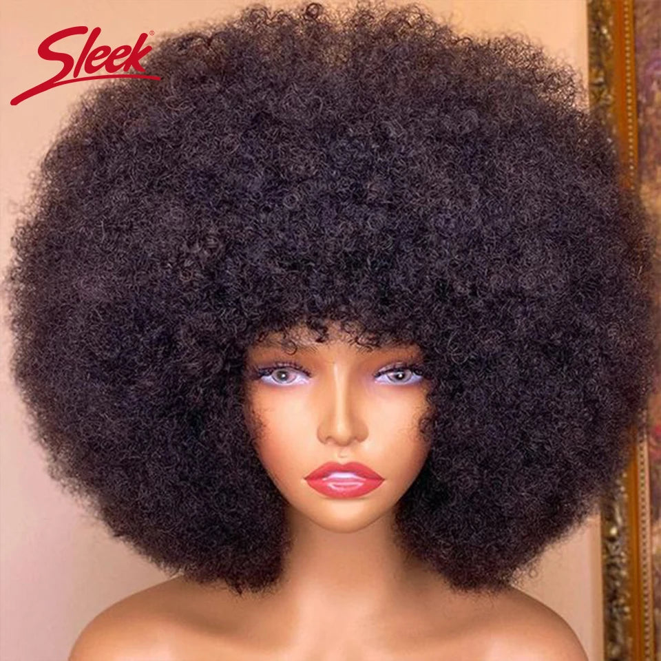 Brasilianische Afro Kinky Curly Bob Perücken P4/30# 200% Dichte Remy Echthaarperücken Braunfarbe P2/33# F1B/99J Perücken mit Pony für Schwarz