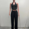 Women Elegant Two Piece Set Dashiki African Tracksuit Spring Summer Long Sleeve Vest Top and Pants Set Party Matching Sets