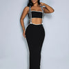 Weird Puss Summer Trend 2-teiliges Set Damen Weißer Saum Trägerloses Oberteil + Trägerkleid Elastische Streetwear-Outfits