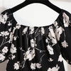 Damen Minikleider Sommer Mode Damenkleider Bedruckte Chiffonkleider mit Blumenmuster, gerafft, plissiert, kurze Puffärmel, Freizeitkleid