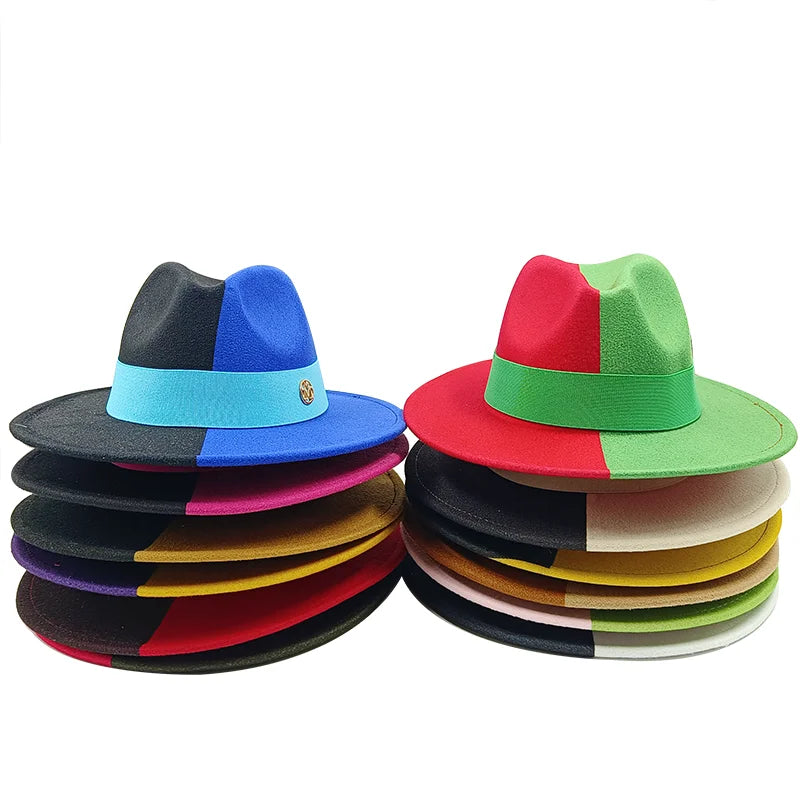 Low price wholesale Fedora hats men's and women's jazz hats red and white new tie dyed Fedora hats autumn classic hats sombrero