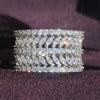 Moonso Trendy Rose Gold Silver Color Marquise Round Eternity Band Ring for Women Anniversary Gift Jewelry Wholesale R7213