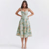 Suninheart Summer Pink Floral Print Corset Dress Midi Elegant Sexy Party Dresses Holiday Birthday Casual A Line Women Clothing