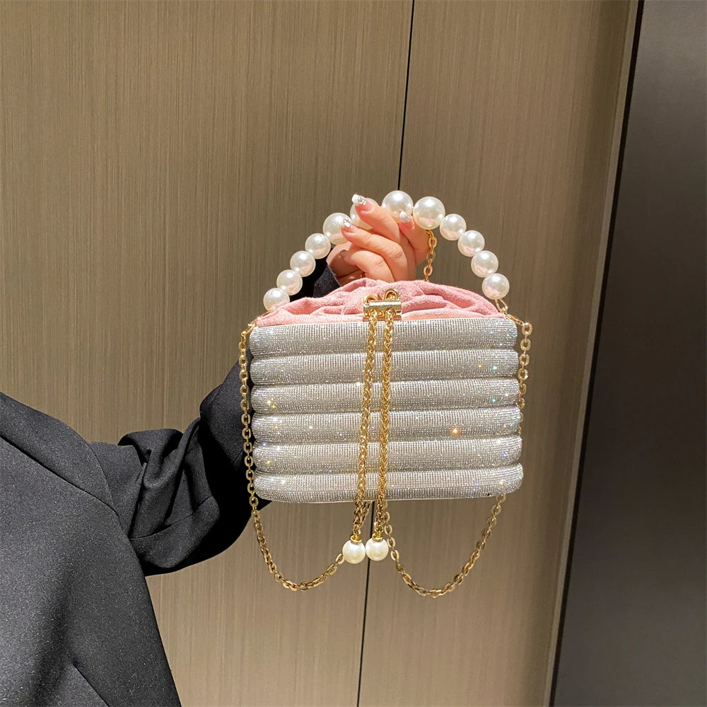 MOODS Luxury Evening Purses For Women Dazzling Pearl Beads Chain Crossbody Bag Dinner Party Clutch 2023 Luxury Designer Handbags