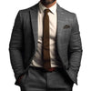Men Suit Coat Formal Business Style Slim Fit Plaid Print Long Sleeve Single Button Closure Mid Length Straight Cardigan Work Coa