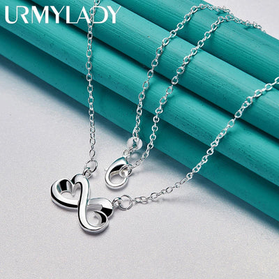 925 Sterlingsilber Damen Valentinstag Geschenk Kreativer Ring Halskette Ohrstecker Modeschmuck Set Hochzeit Party Schön