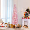 7 FT Artificial Pink Christmas Tree with 635 Branch Tips Folding Metal Stand