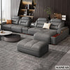 Premium italienische Echtleder-Ecksofas Sofagarnituren mit USB und Bluetooth Lautsprecher – MANBAS Wohnzimmermöbel
