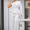 Spring 2 Pieces Set for Woman Pearl Top with Sleeves Pants Suit Women Outfit Elegant Classy Evening Wholesale Dropshipping